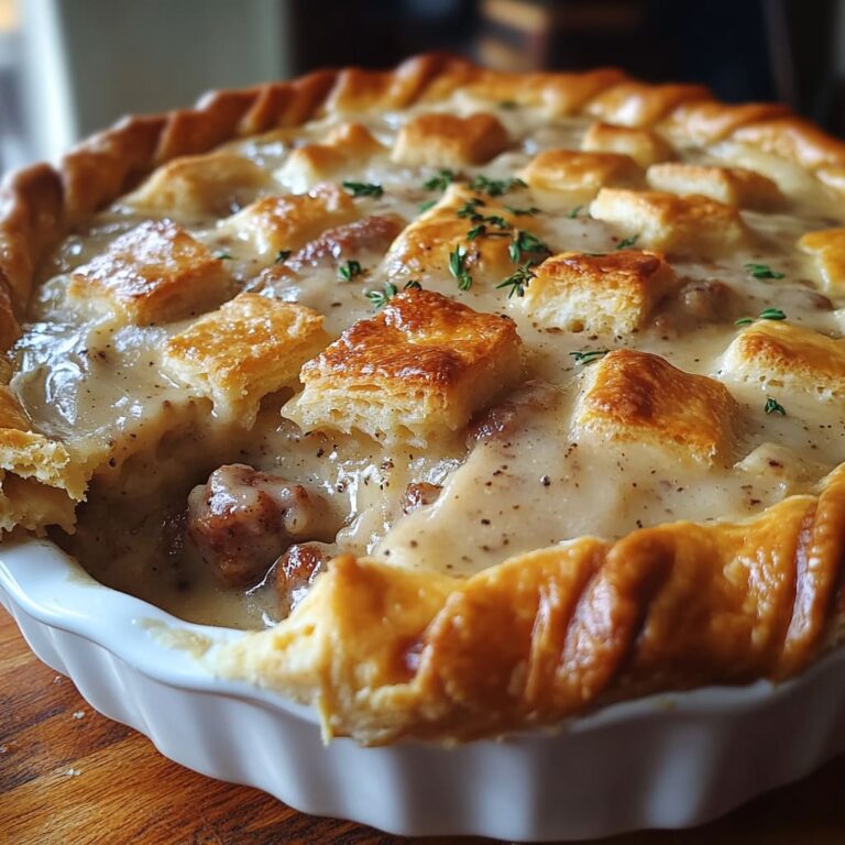 Sausage, Gravy, and Biscuit Pie