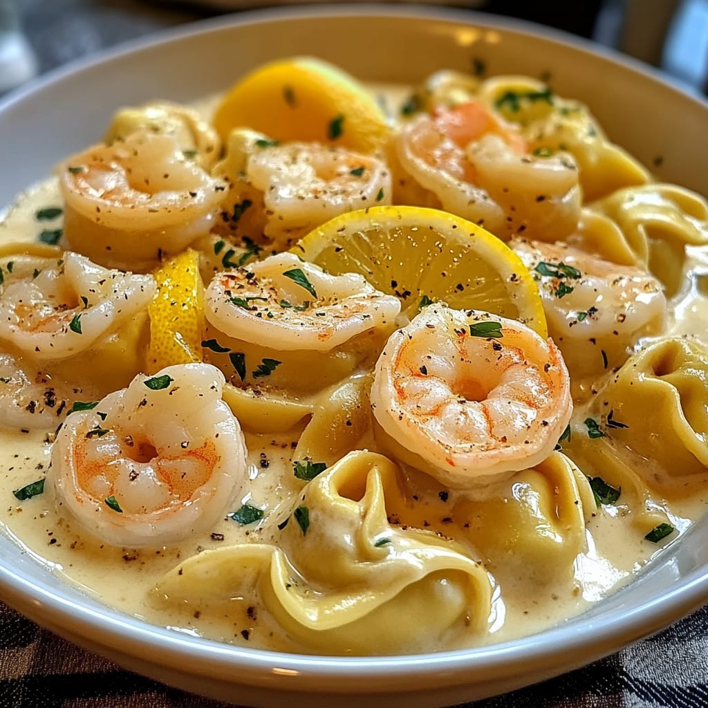 Shrimp Tortellini with Lemon Garlic Cream Sauce