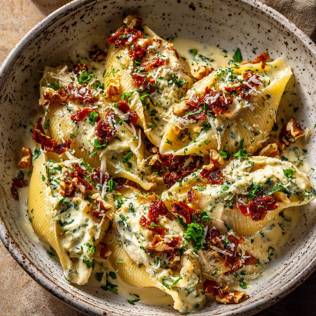 Creamy Sun-Dried Tomato and Ricotta Stuffed Shells