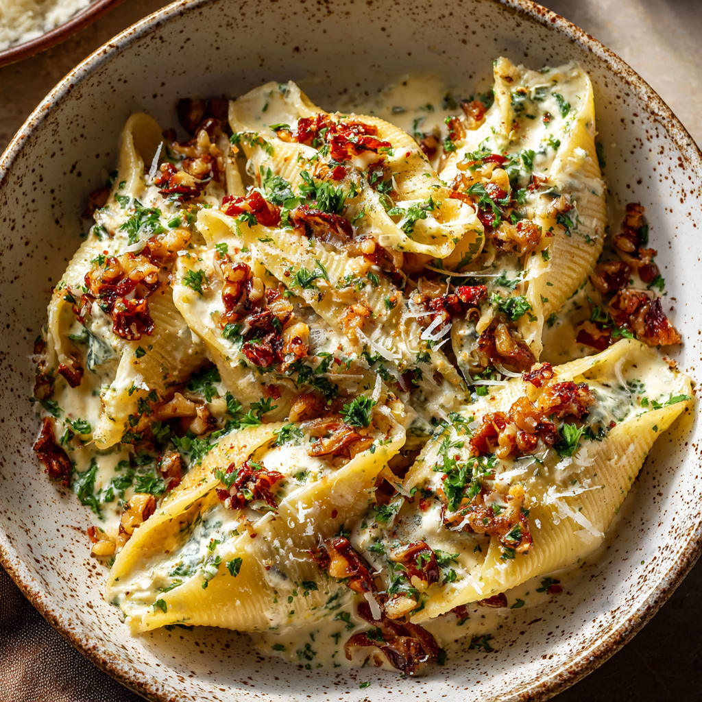 Creamy Sun-Dried Tomato and Ricotta Stuffed Shells