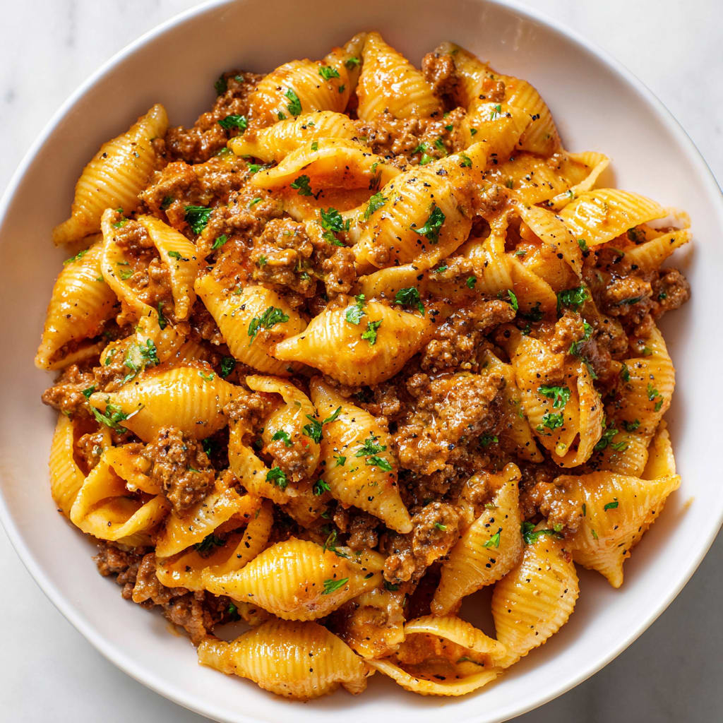 Easy Creamy Beef and Shells