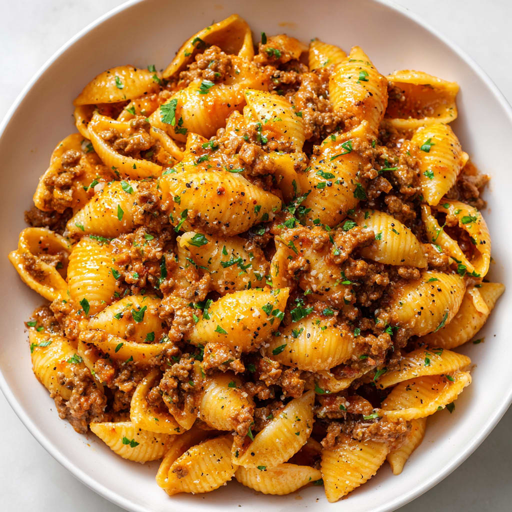Easy Creamy Beef and Shells