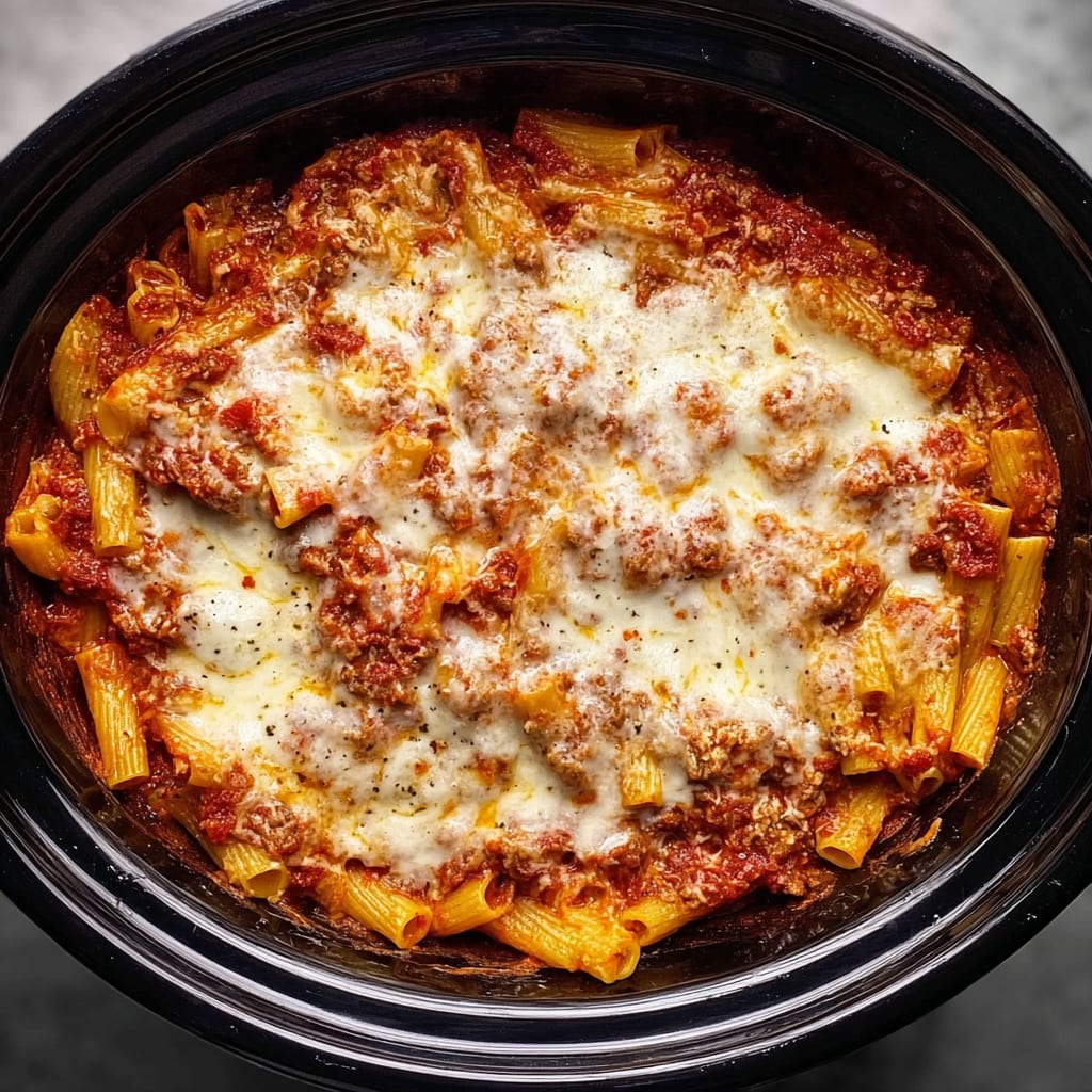Easy Crock Pot Baked Ziti