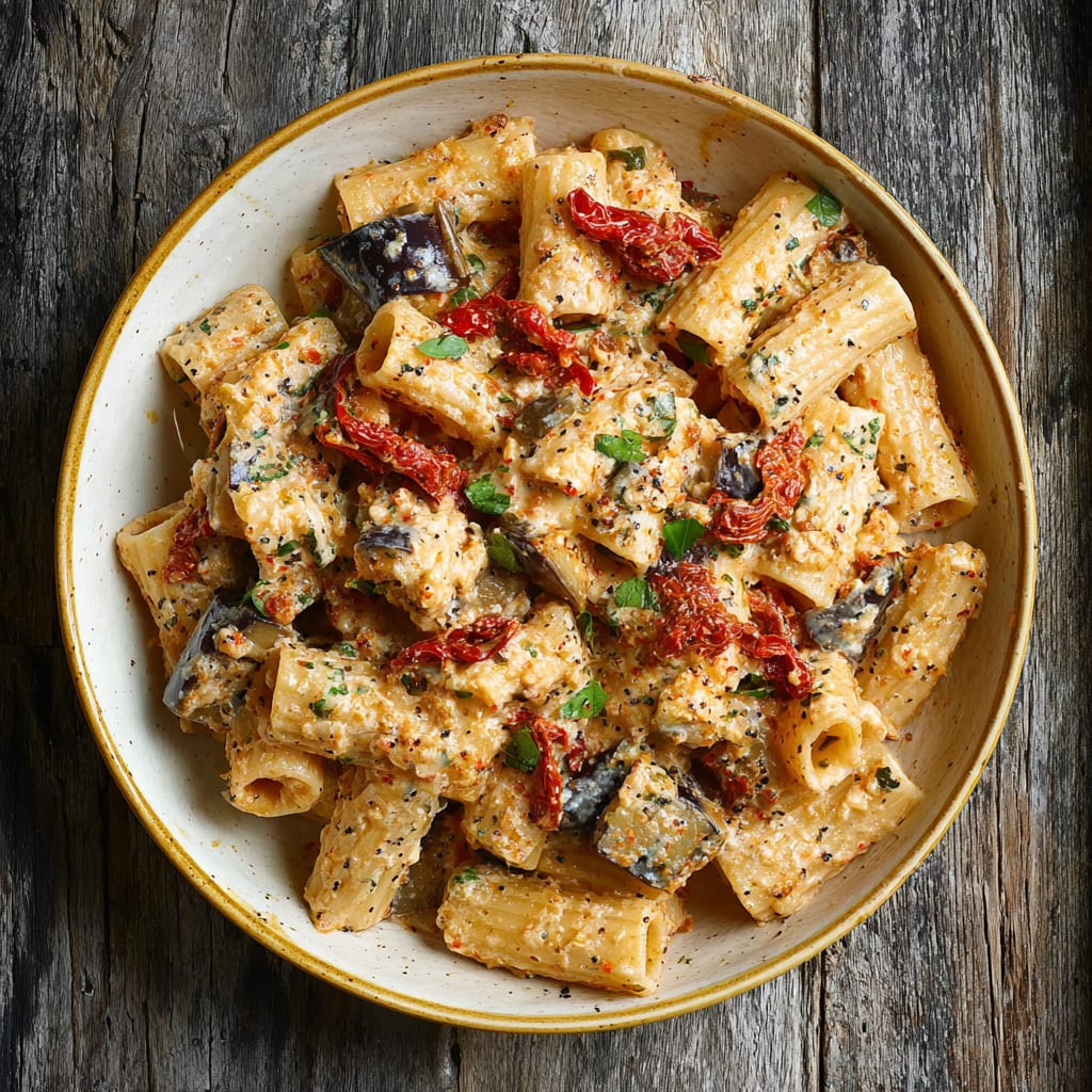 Eggplant and Sun-Dried Tomato Ricotta Pasta