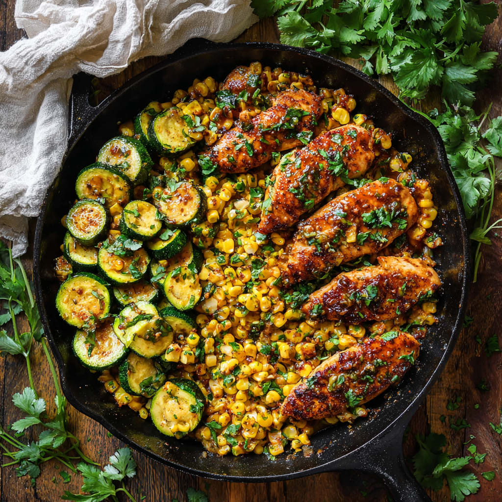 Garlic Butter Chicken with Zucchini and Corn