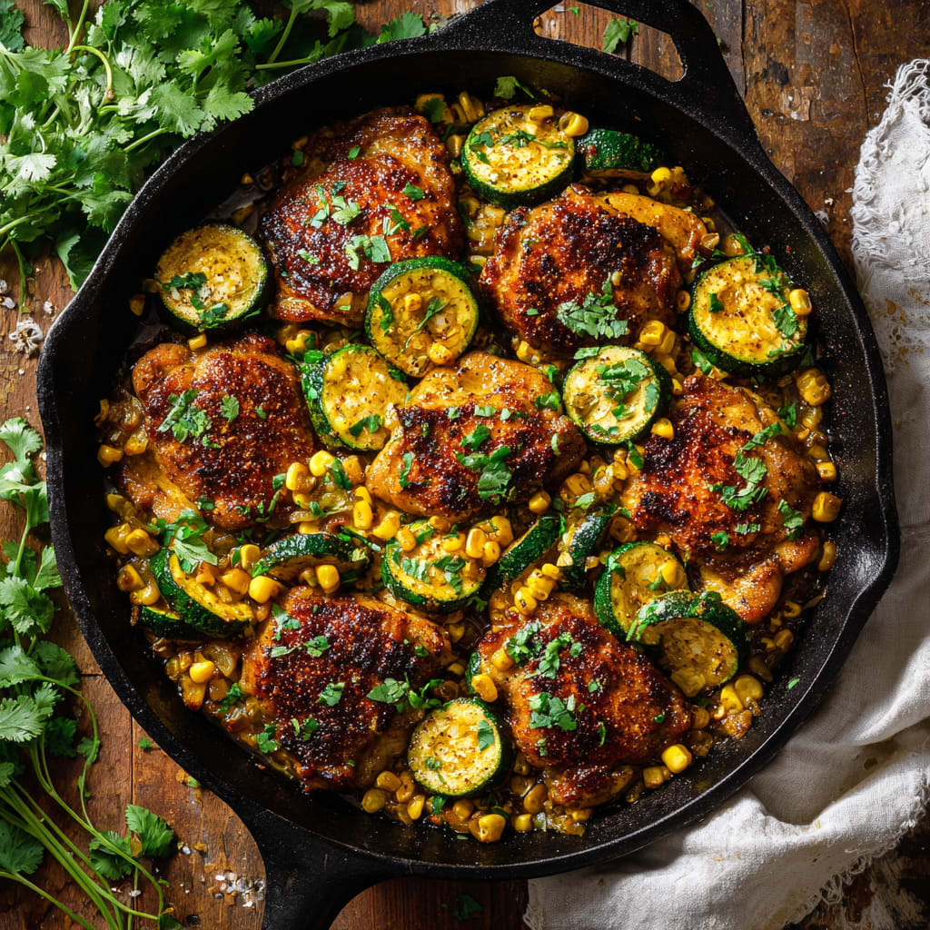 Garlic Butter Chicken with Zucchini and Corn