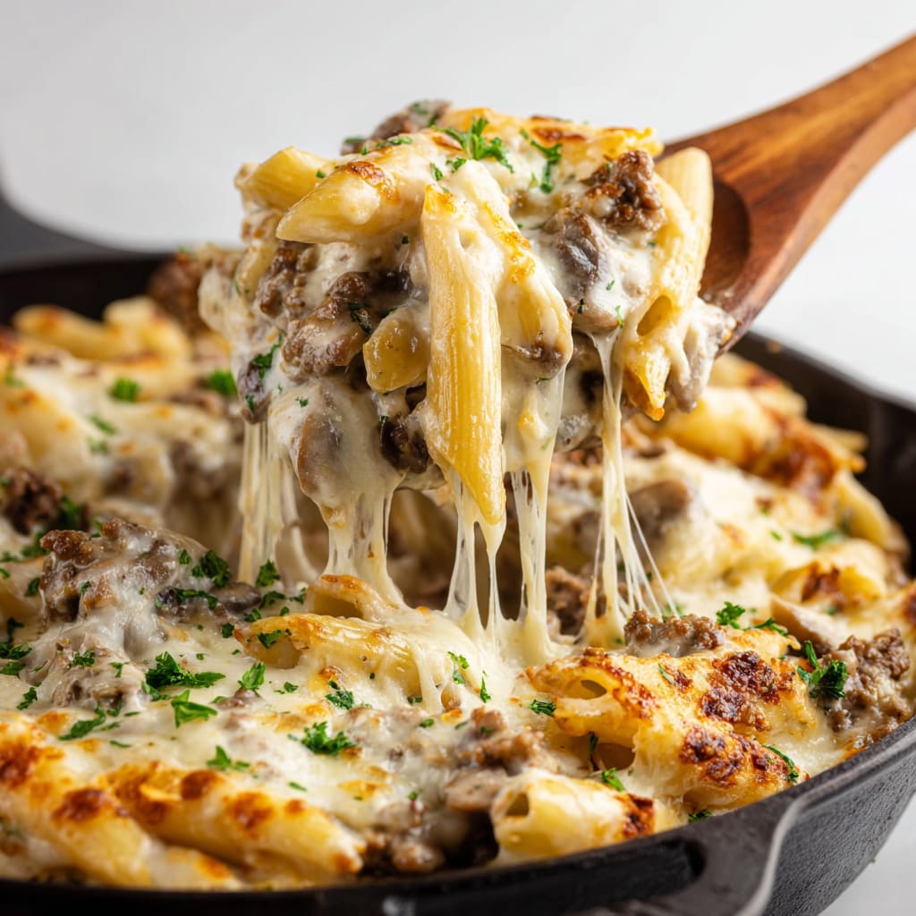 Ground Beef Alfredo Bake