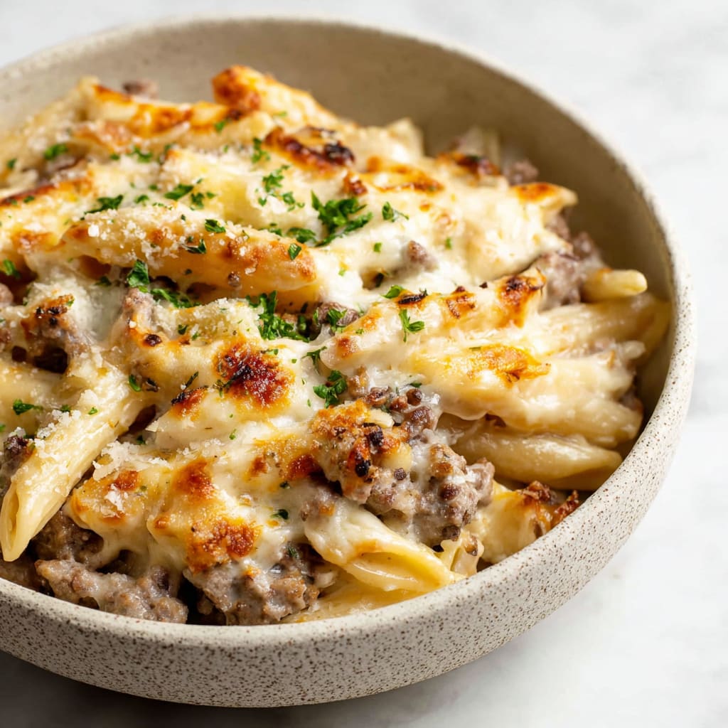 Ground Beef Alfredo Bake