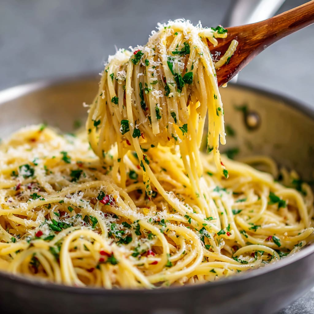 Italian Pasta with Garlic Olive Oil Sauce