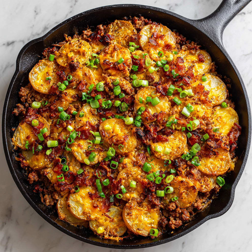 Loaded Ground Beef and Potatoes Skillet