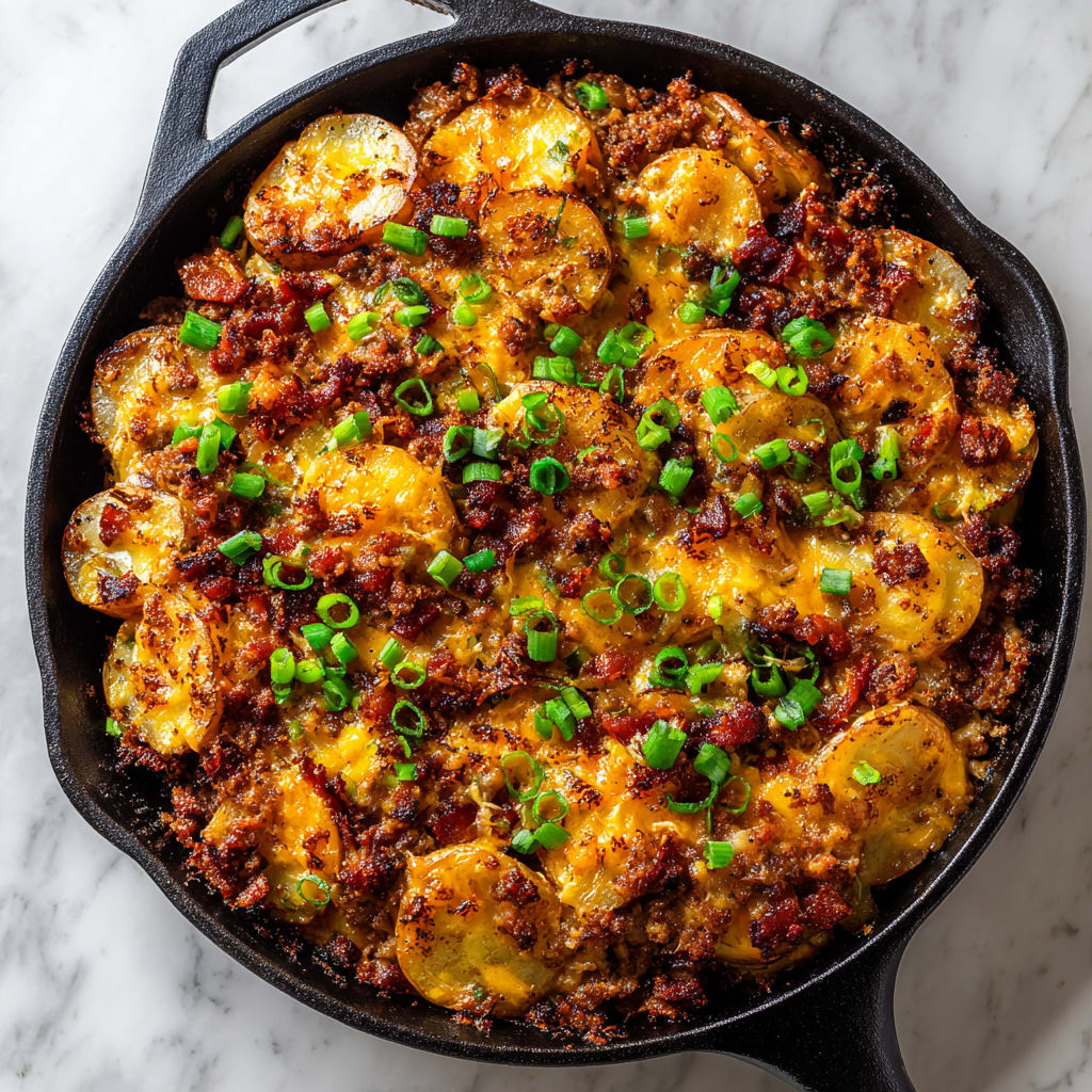 Loaded Ground Beef and Potatoes Skillet