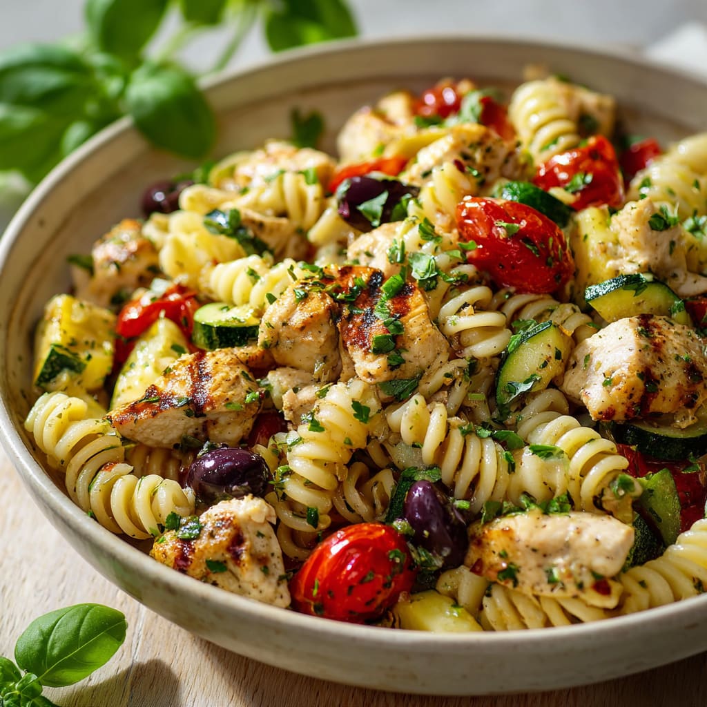 Mediterranean Chicken Pasta Salad