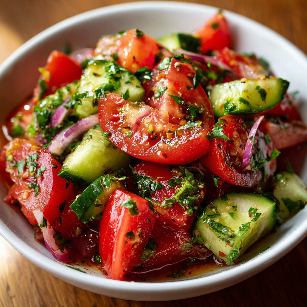 Rustic Tomato and Cucumber Salad