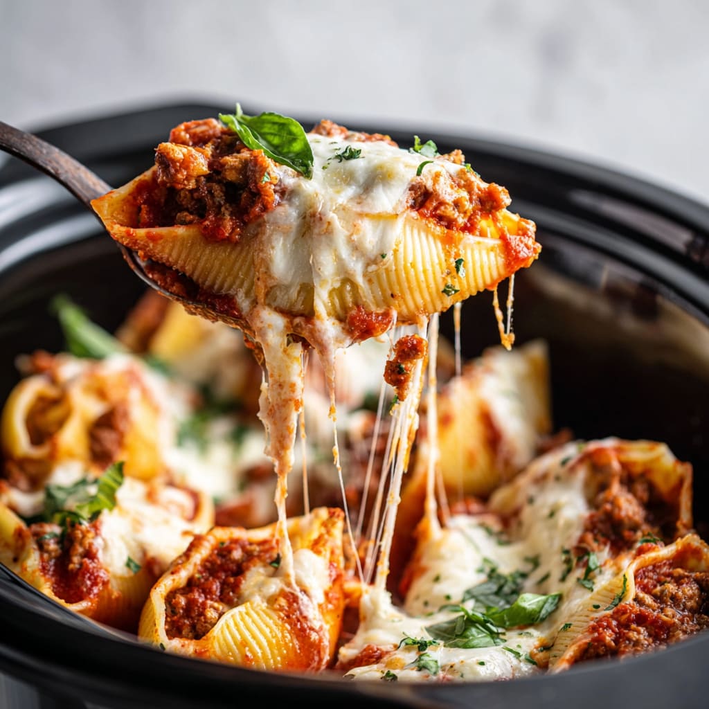 Slow Cooker Stuffed Shells with Meat