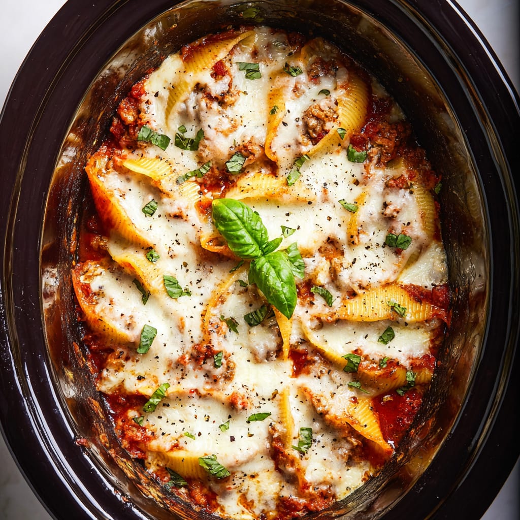 Slow Cooker Stuffed Shells with Meat