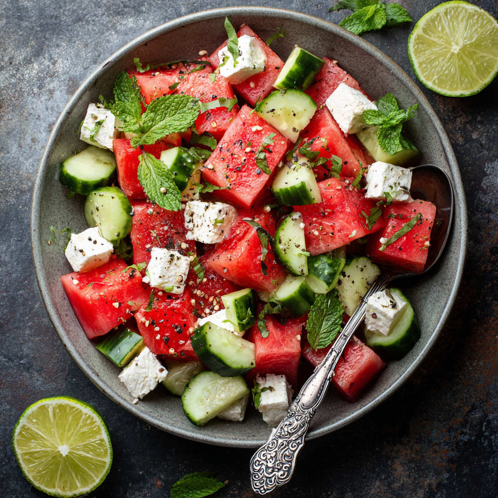 Watermelon Cucumber Salad