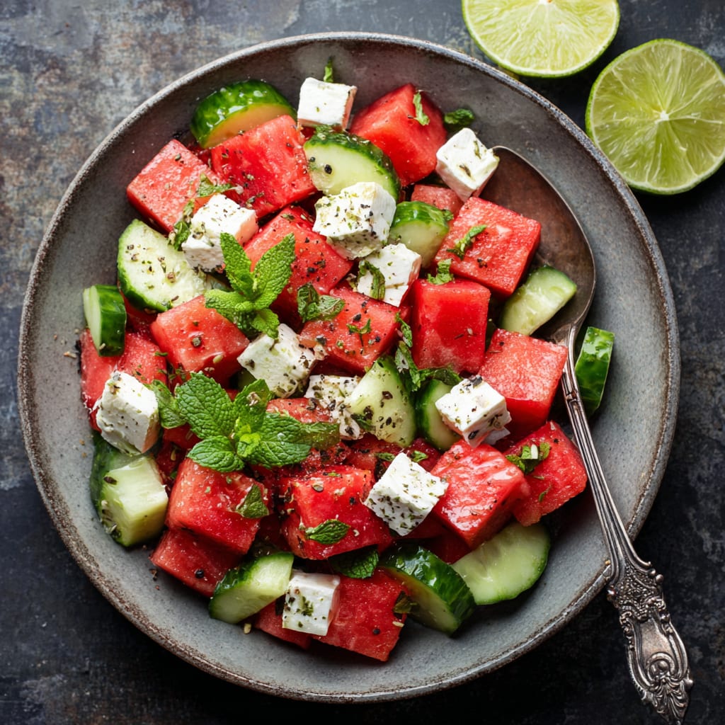 Watermelon Cucumber Salad