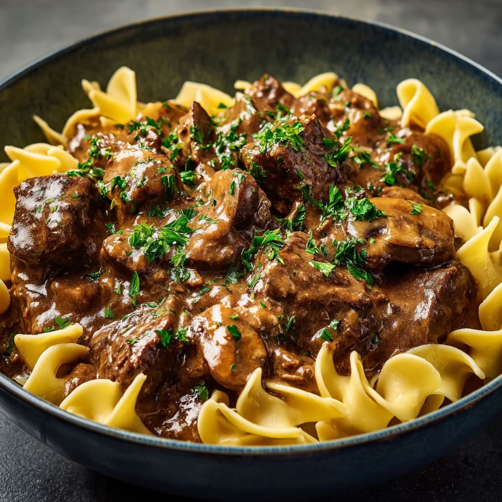 Beef Stroganoff with Egg Noodles
