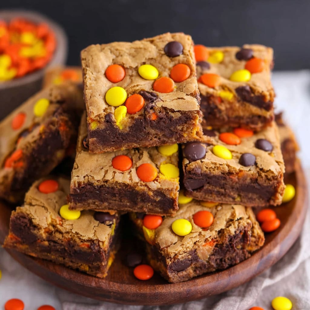 Chewy Reeses Pieces Peanut Butter Brownies