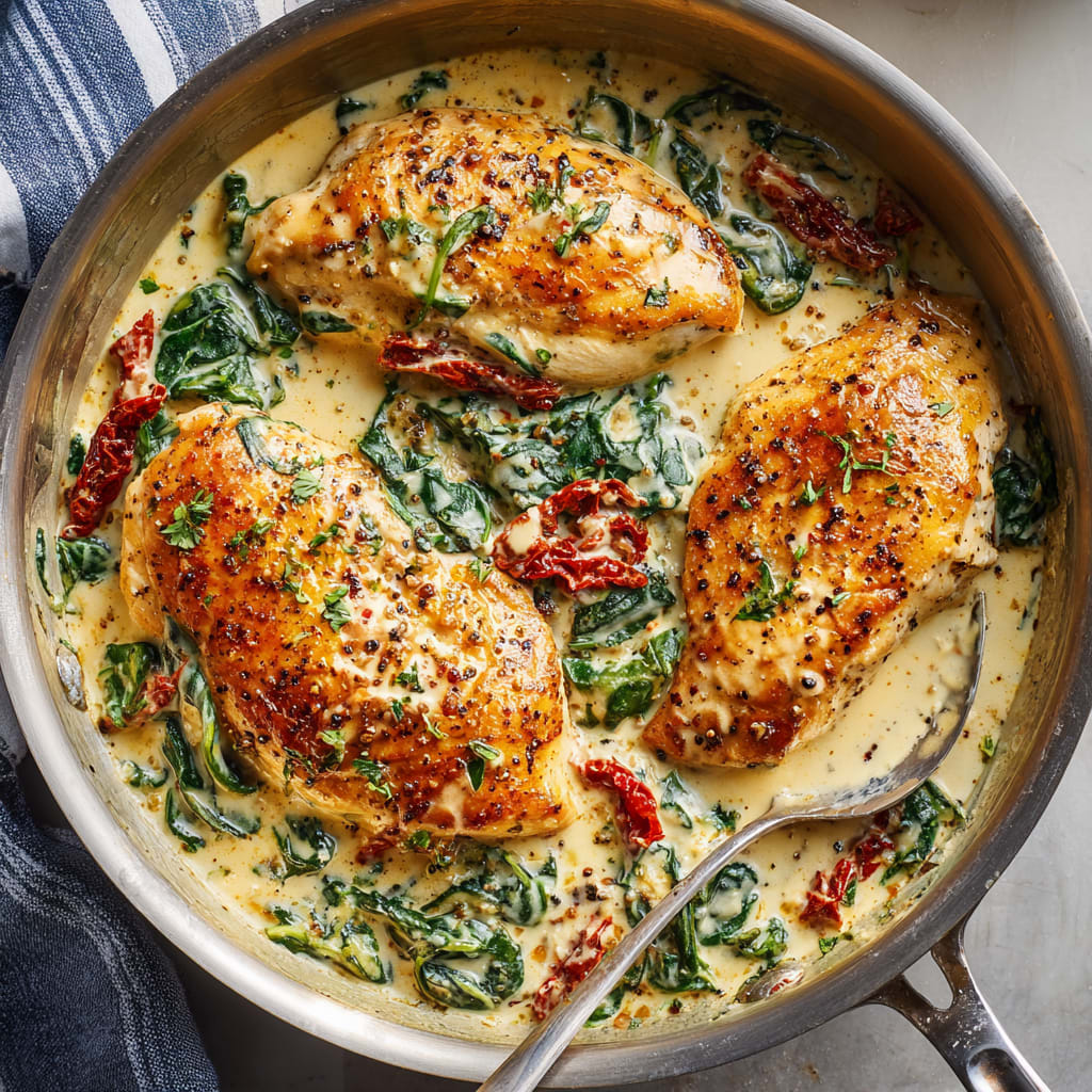 Creamy Chicken Breast in Spinach Parmesan Sauce