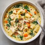 Creamy Chicken Soup with Pasta and Spinach