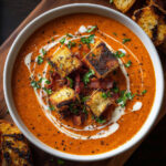 Creamy Tomato Bisque with Grilled Cheese Croutons