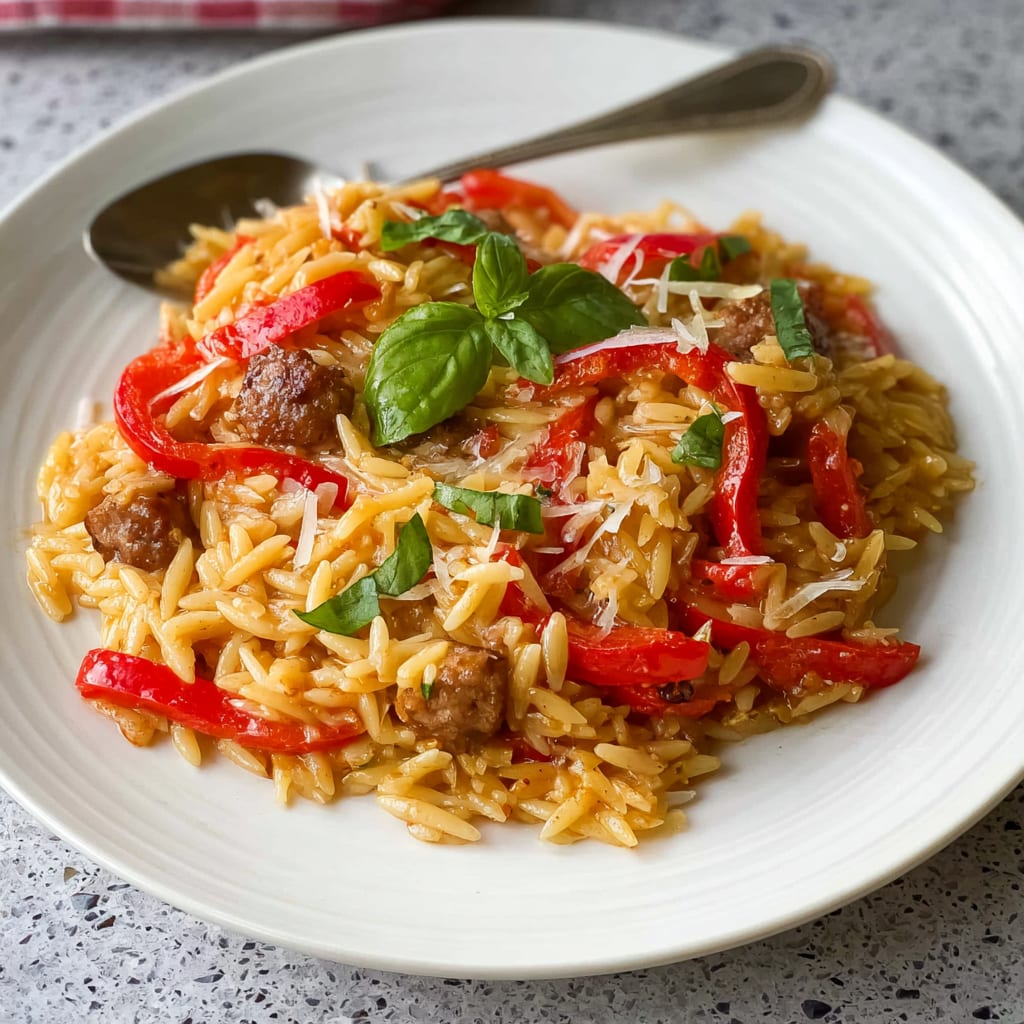 Fried Sausage and Pepper Orzo