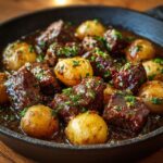 Garlic Butter Beef Bites & Potatoes