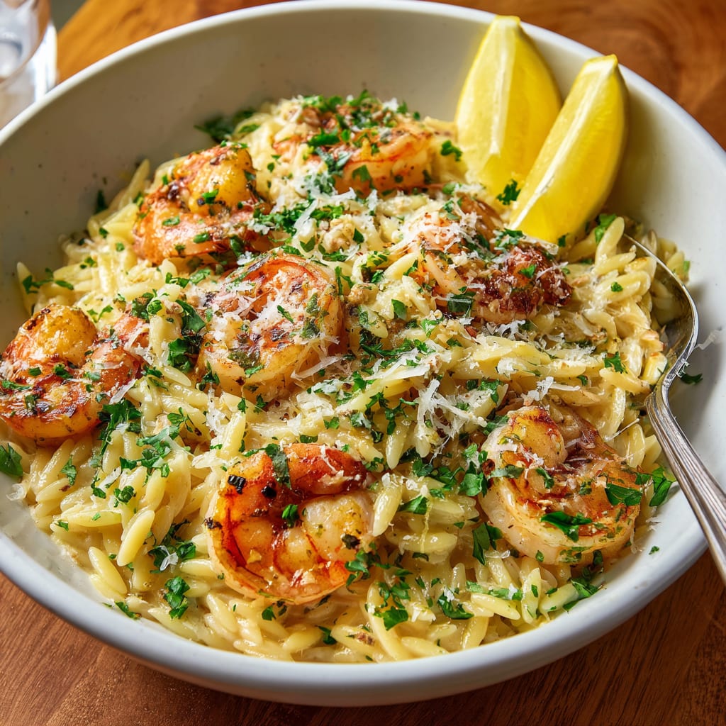 Garlic Butter Prawn Orzo