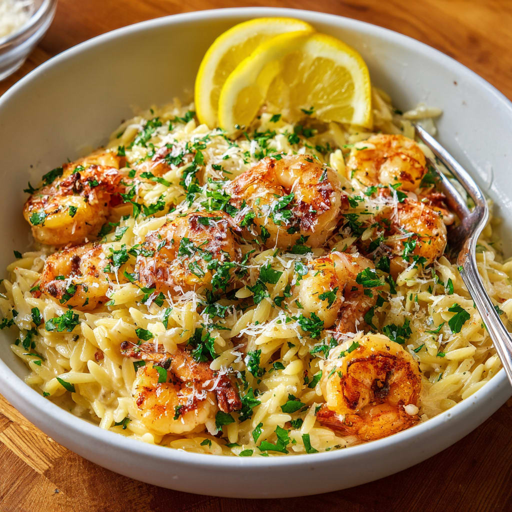 Garlic Butter Prawn Orzo