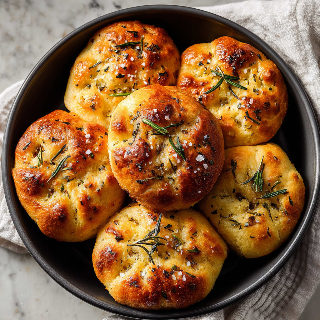 Garlic Rosemary Focaccia Muffins