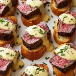 Grilled Beef Tenderloin Crostini with Béarnaise Sauce