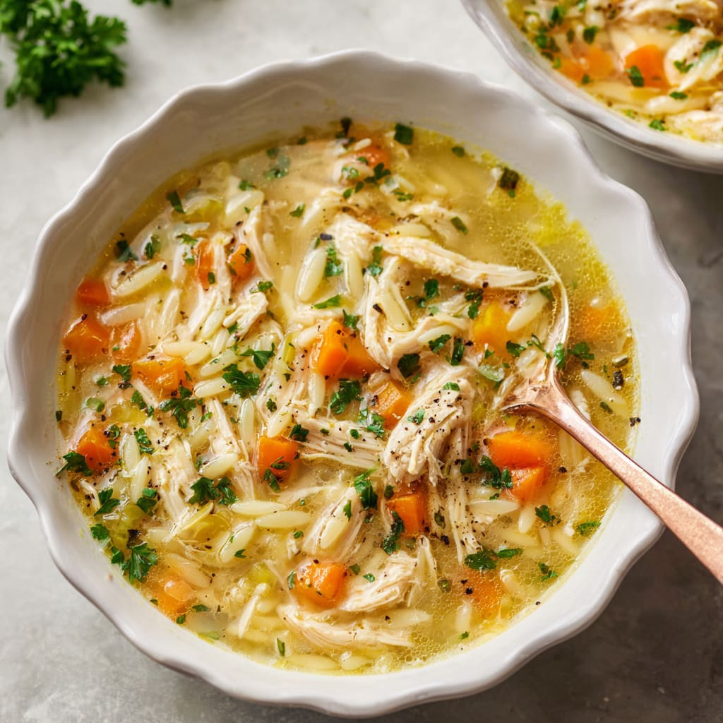 Lemon Chicken Orzo Soup