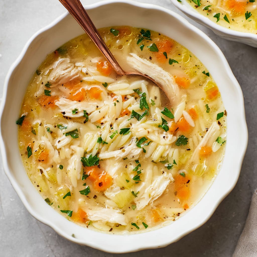 Lemon Chicken Orzo Soup