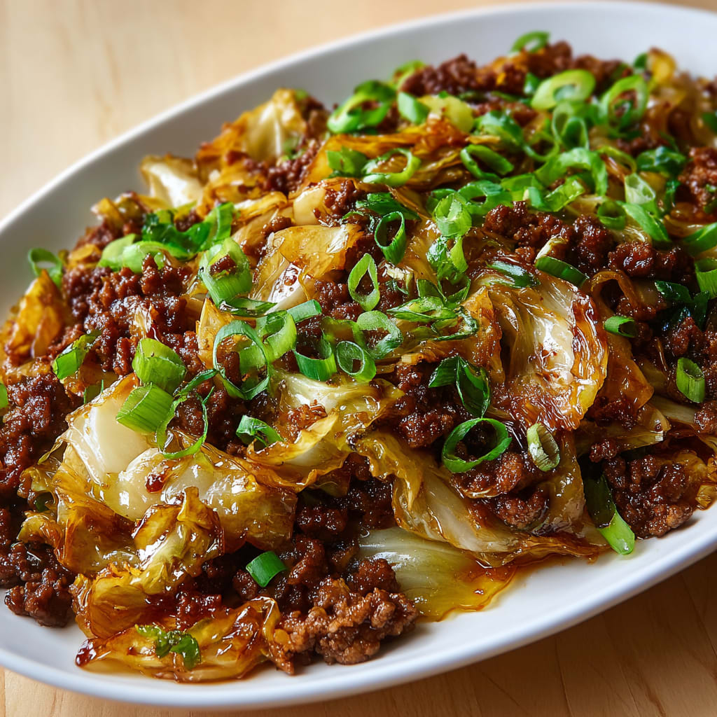 Mongolian Ground Beef and Cabbage