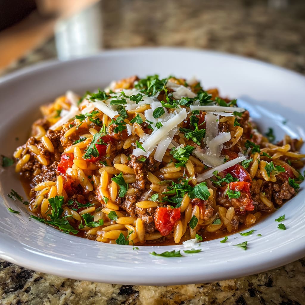 One-Pan Ground Beef Orzo Bake