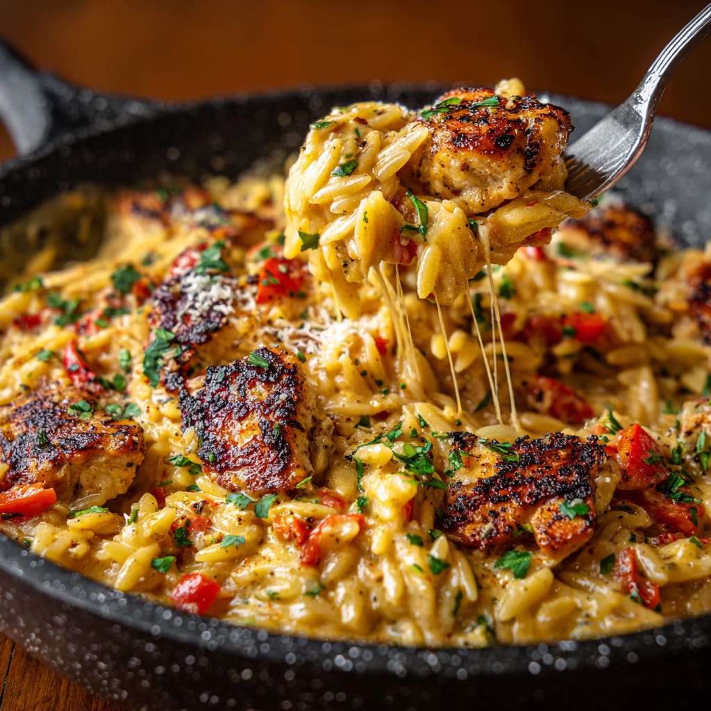 One Pot Cajun Chicken Alfredo Orzo
