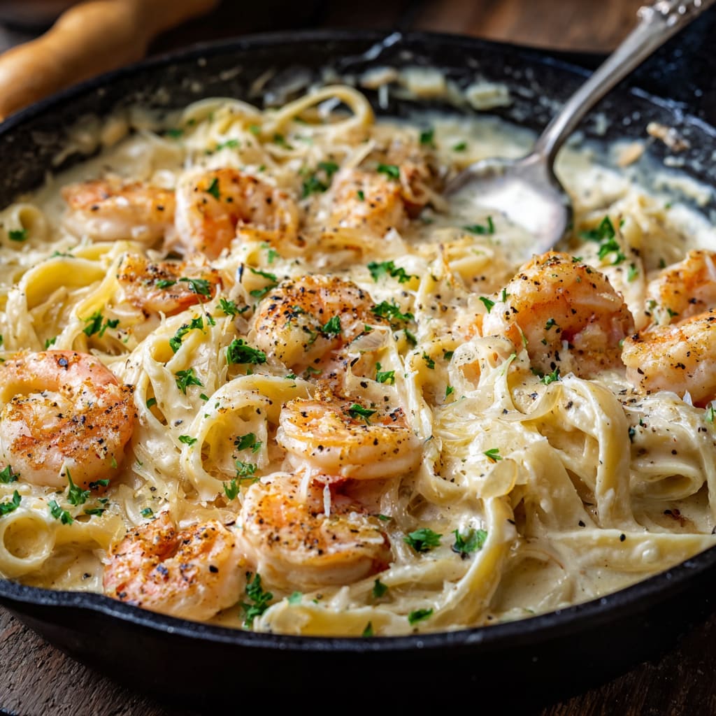 One Pot Shrimp and Crab Alfredo