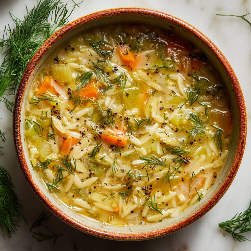 Orzo, Leek and Dill Soup