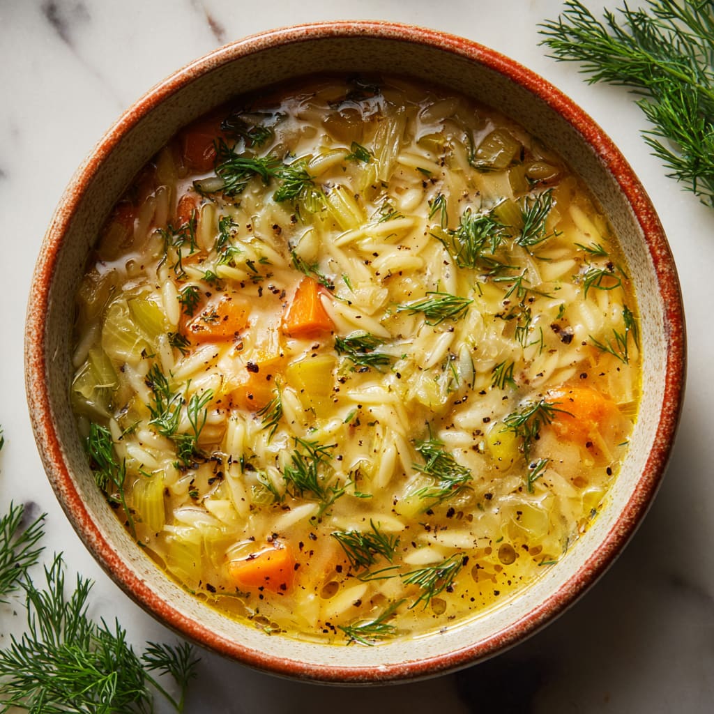 Orzo, Leek and Dill Soup
