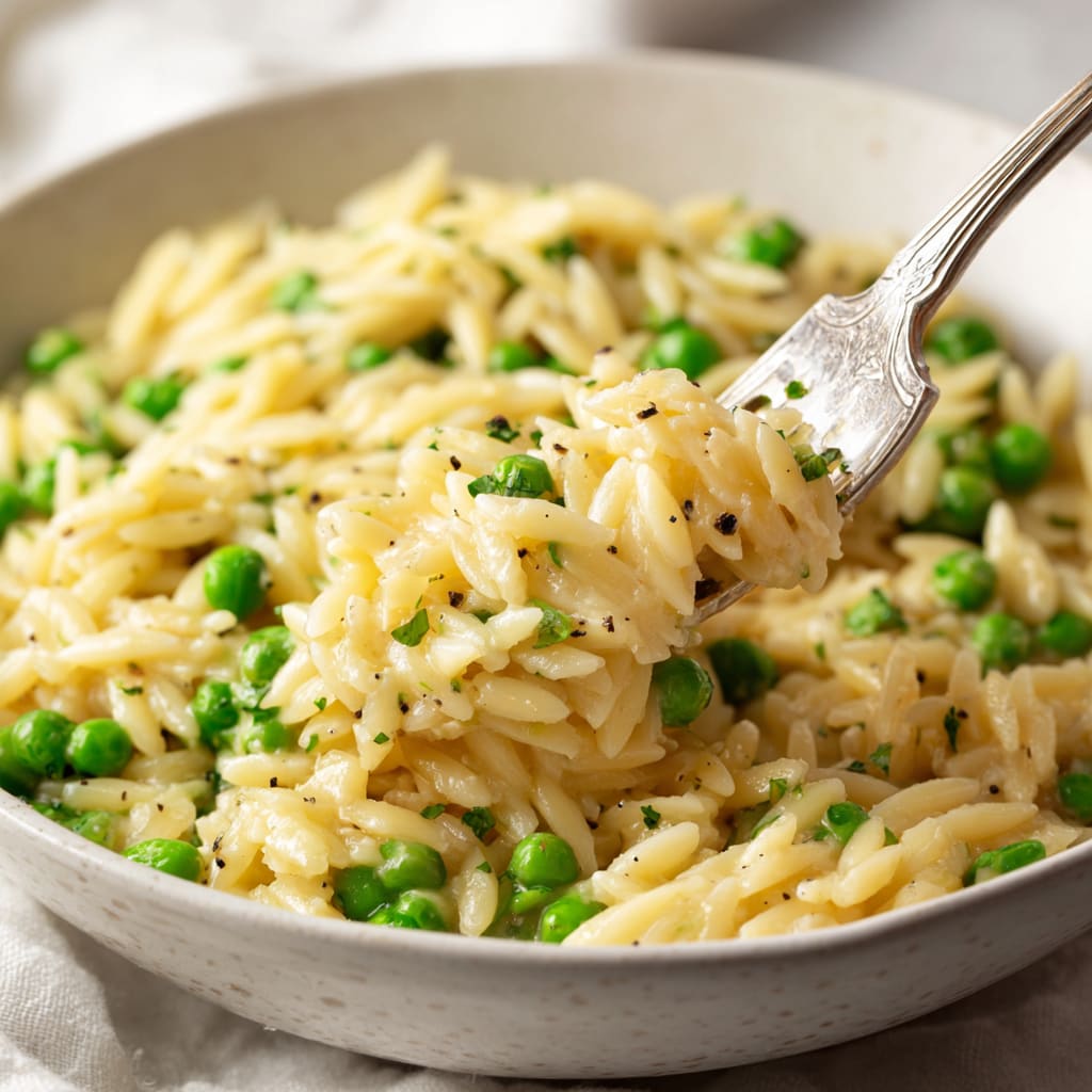 Parmesan Orzo and Peas