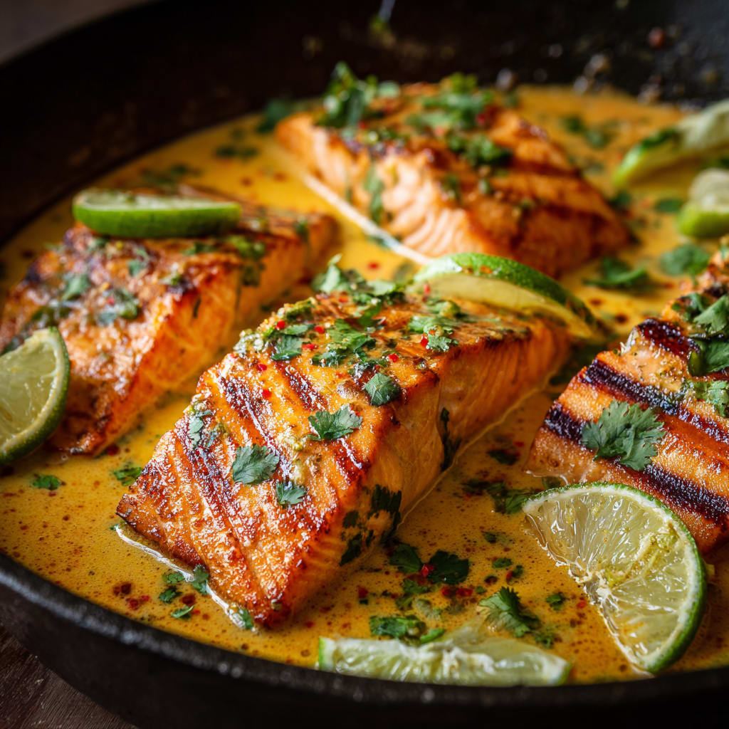 Poached Salmon in Coconut Lime Sauce