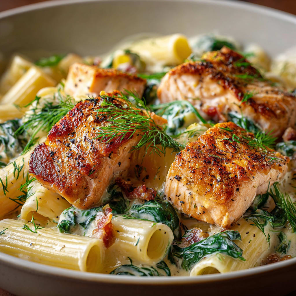 Salmon Spinach Pasta