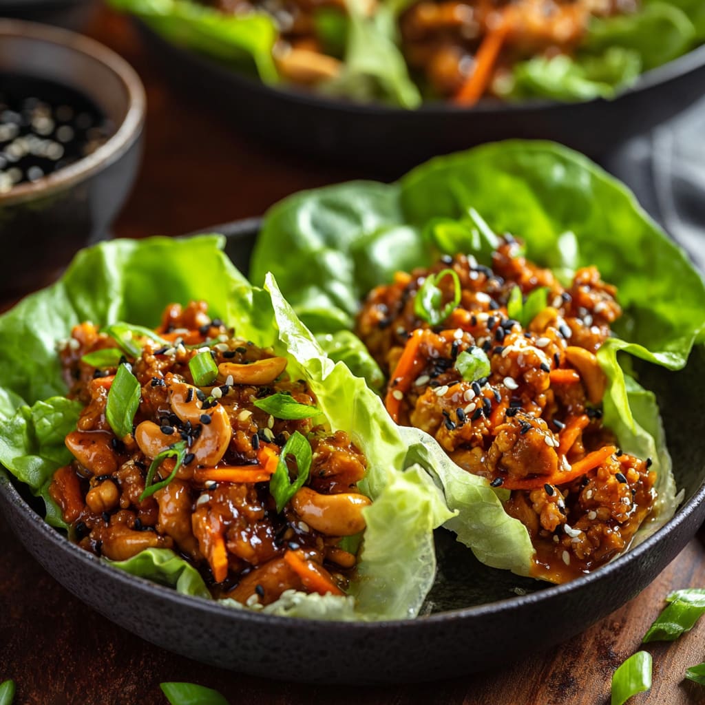 Savory Chicken Lettuce Wraps with Thai Chili Sauce