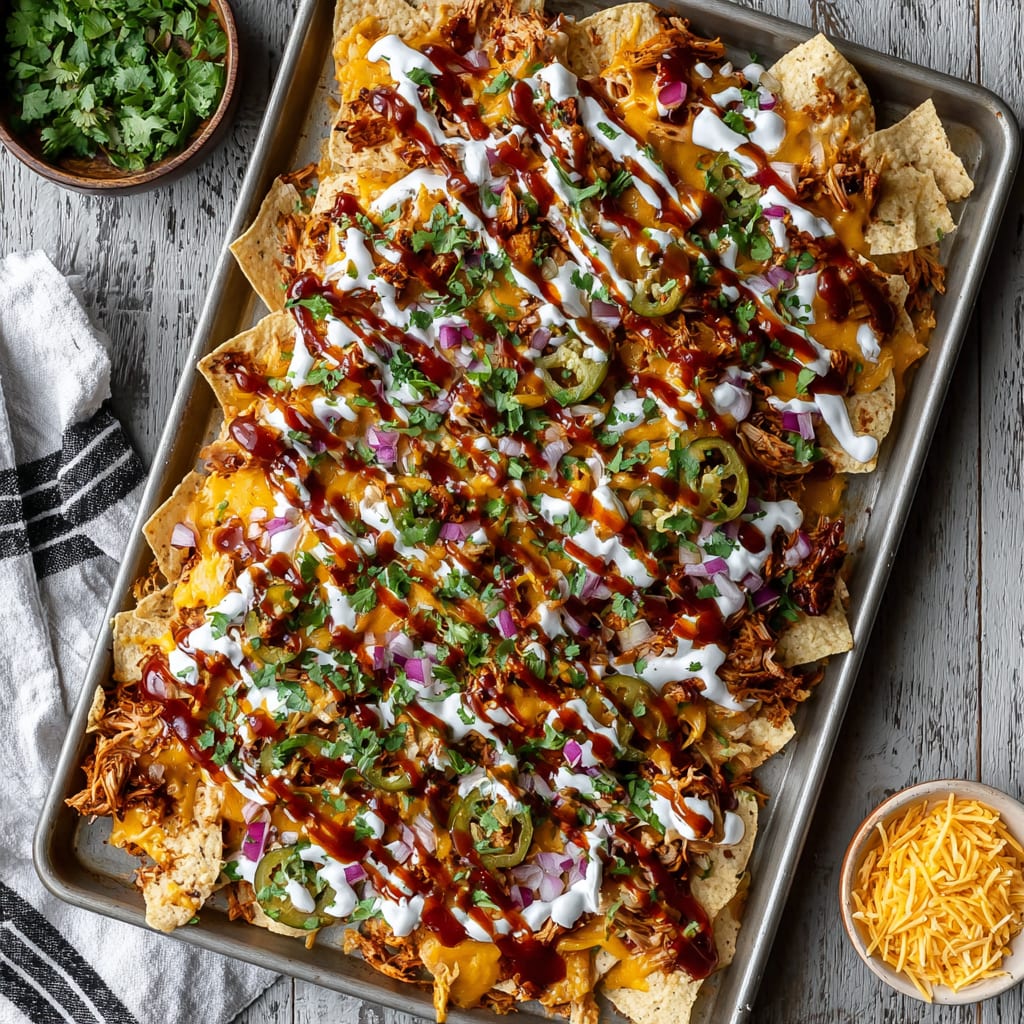 Sheet Pan BBQ Chicken Nachos