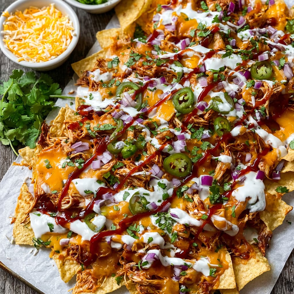 Sheet Pan BBQ Chicken Nachos
