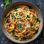 Spaghetti & Spinach with Sun-Dried Tomato Cream Sauce