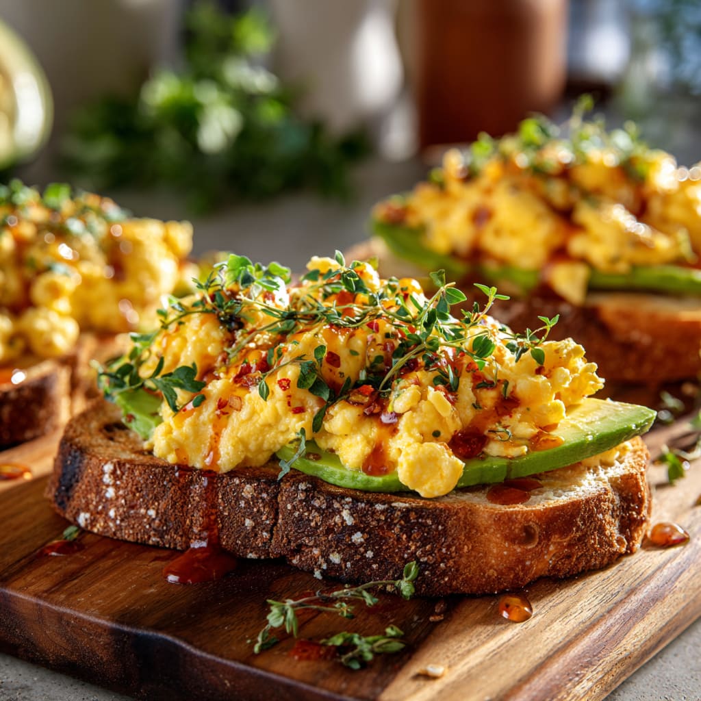 Spicy Chili Butter Avocado Toast with Eggs