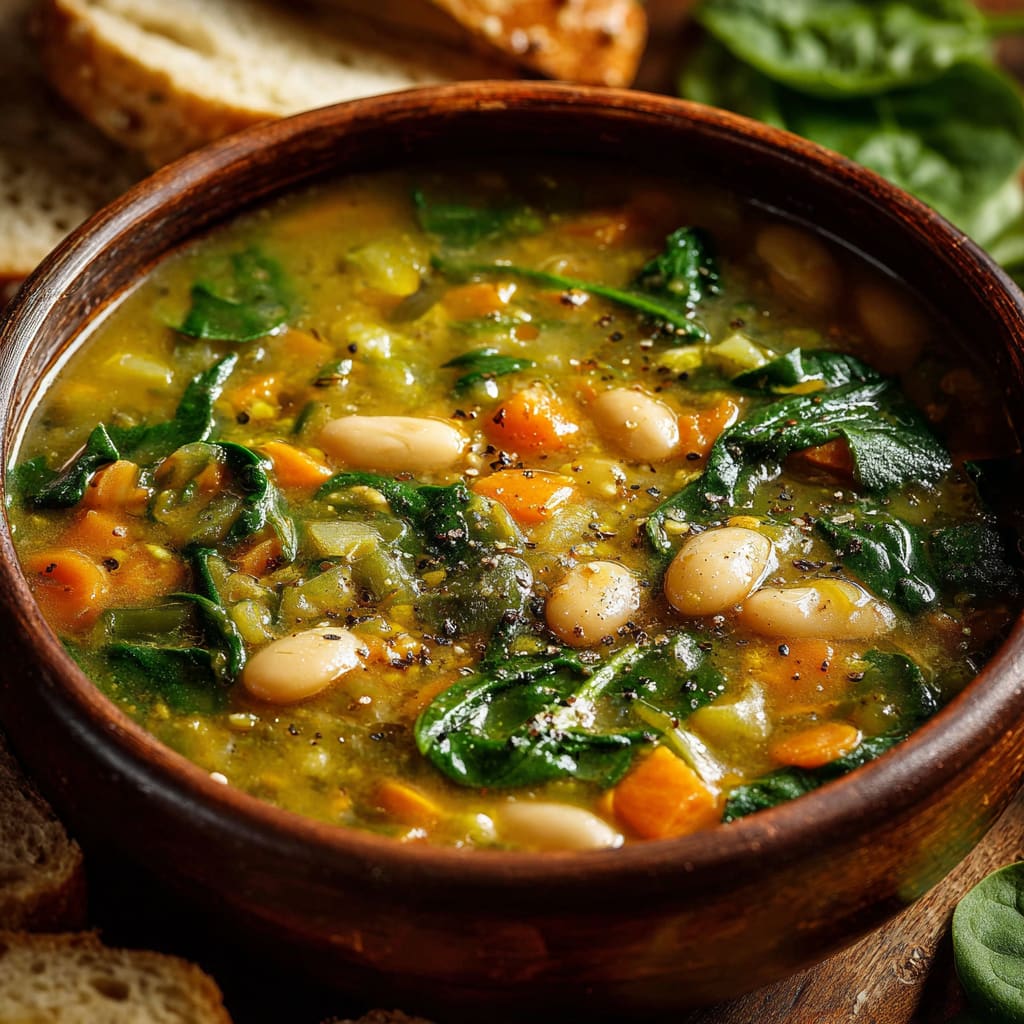 Spinach, Lentil, and Butter Bean Soup