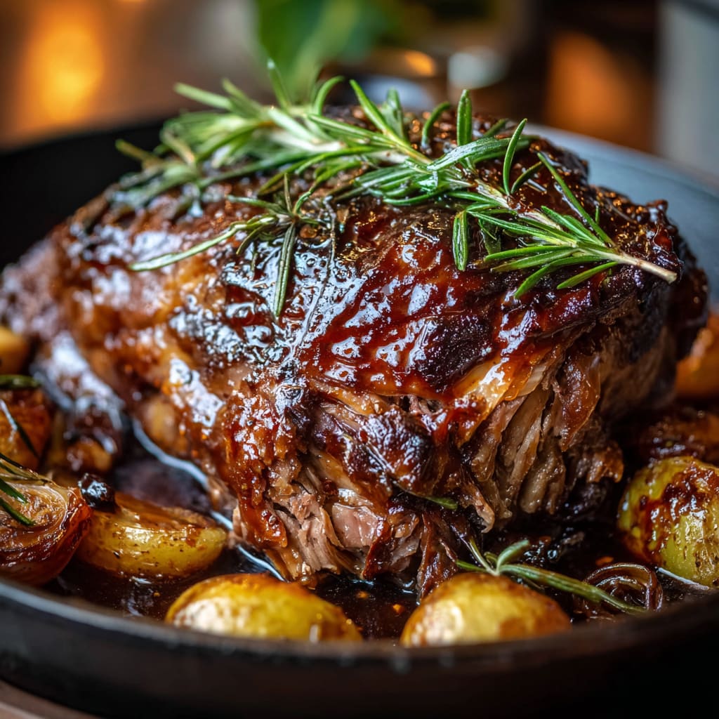 Tender Slow-Roasted Lamb Shoulder Glazed